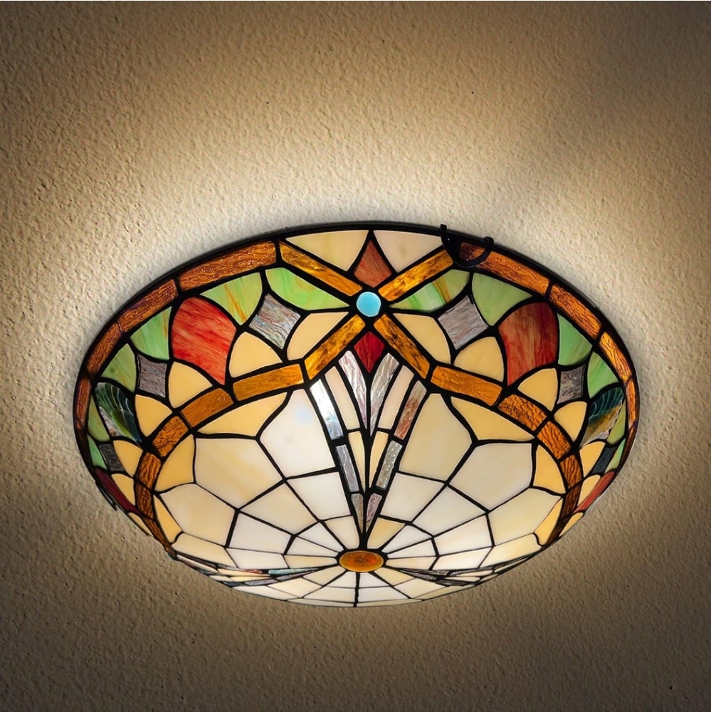 Decorative stained glass ceiling light fixture